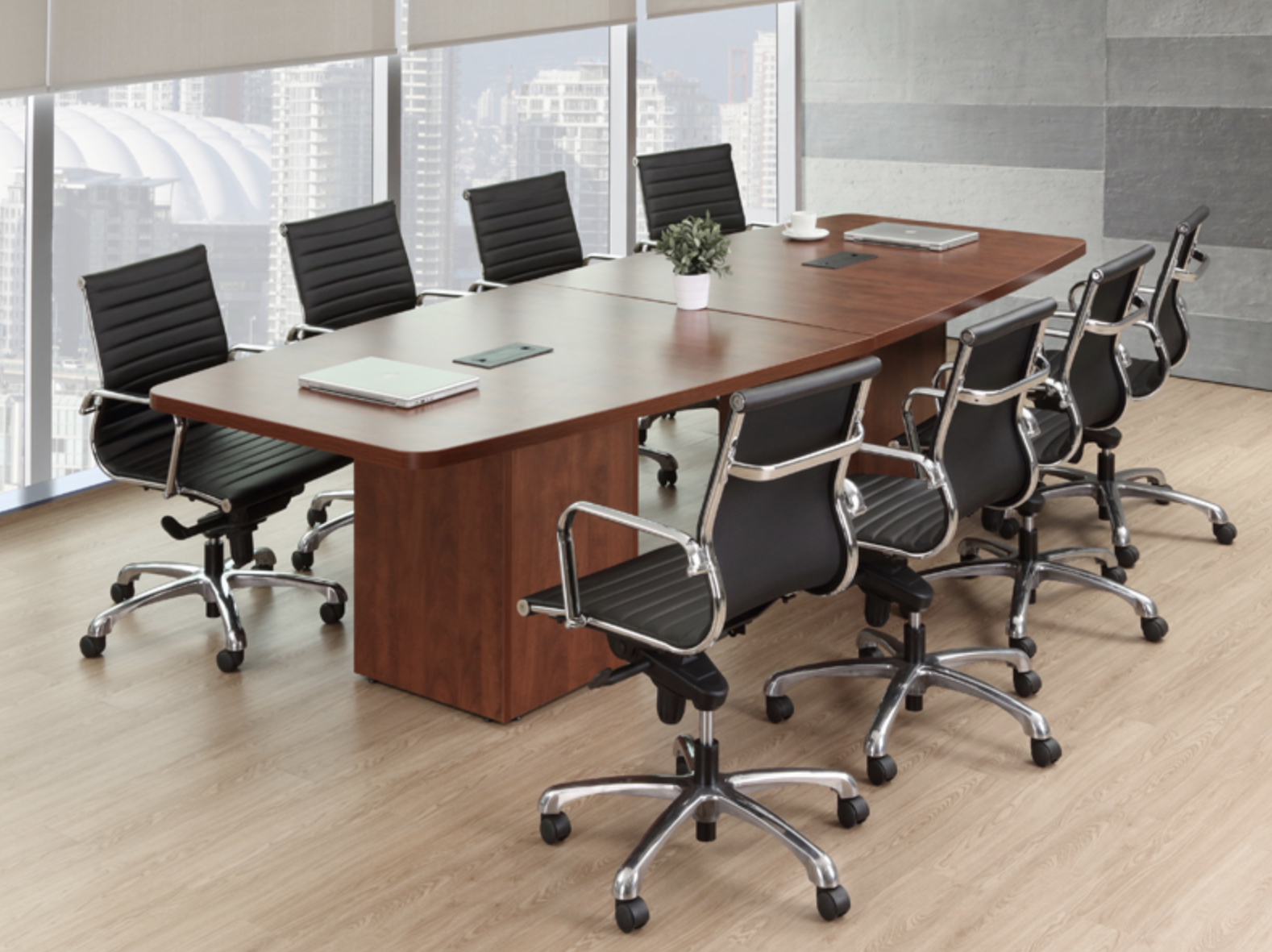 Boat Shape Conference Table with Cube Base