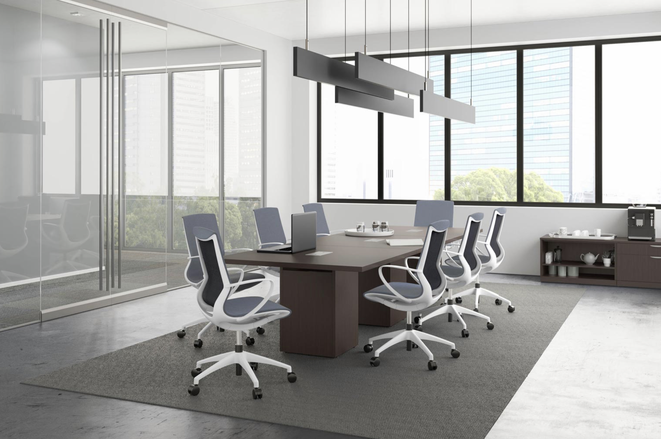 Rectangular Cube Base Conference Table