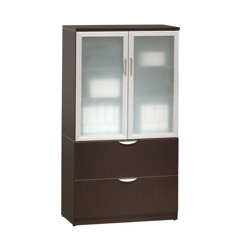 Classic Glass Door Storage Cabinet/Lateral File Combo