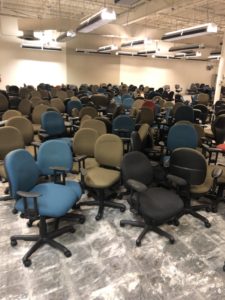 Room of Office Chairs after Office Liquidation