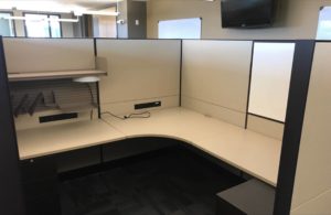 Office Furniture Setup with cubicles and desks