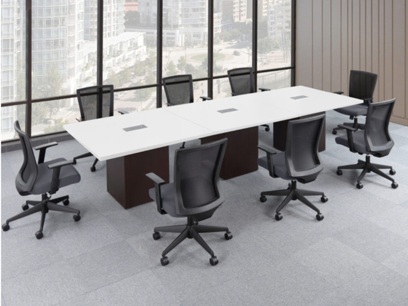Laminate Conference Room Table with Mesh Chairs