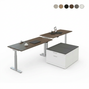Electric Height Adjustable Table with Programable Handset and Personal Storage Cabinet with Cushion (Multiple Sizes Available)