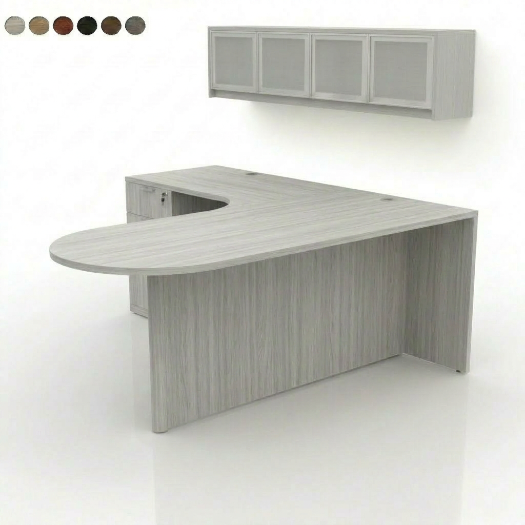Design Your Customized Bullet L-Desk with a Soft Corner and Wall Mounted Hutch